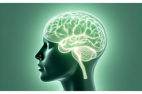 O vizualizare abstractă a undelor cerebrale și a fluxului de aer, cu culori pastelate, reprezentând respirația cognitivă și impactul ei asupra creierului.